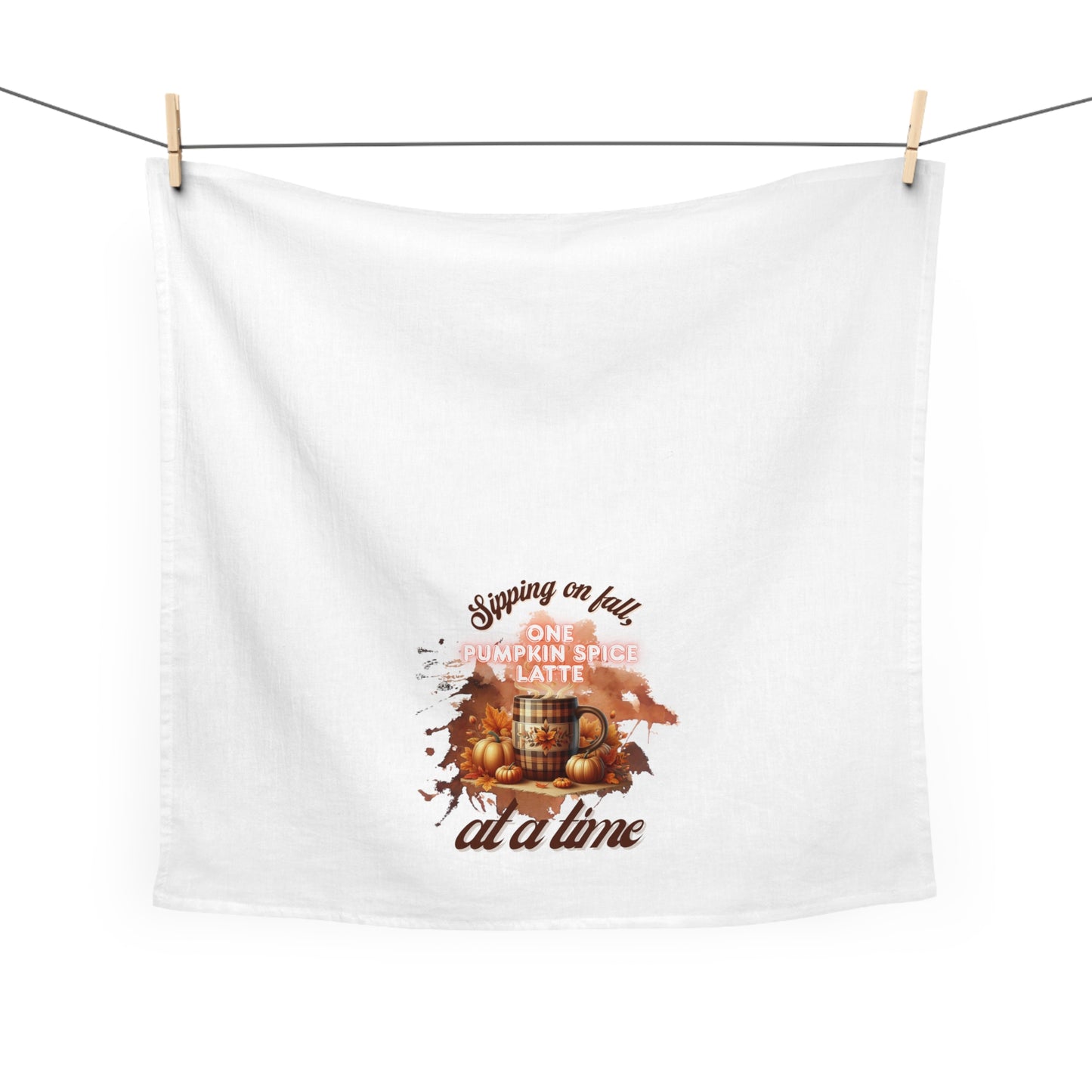 Fall-Themed Tea Towel for Pumpkin Spice Lovers, Kitchen Décor, Cozy Gift for Fall, Thanksgiving, Autumn Kitchen Towel