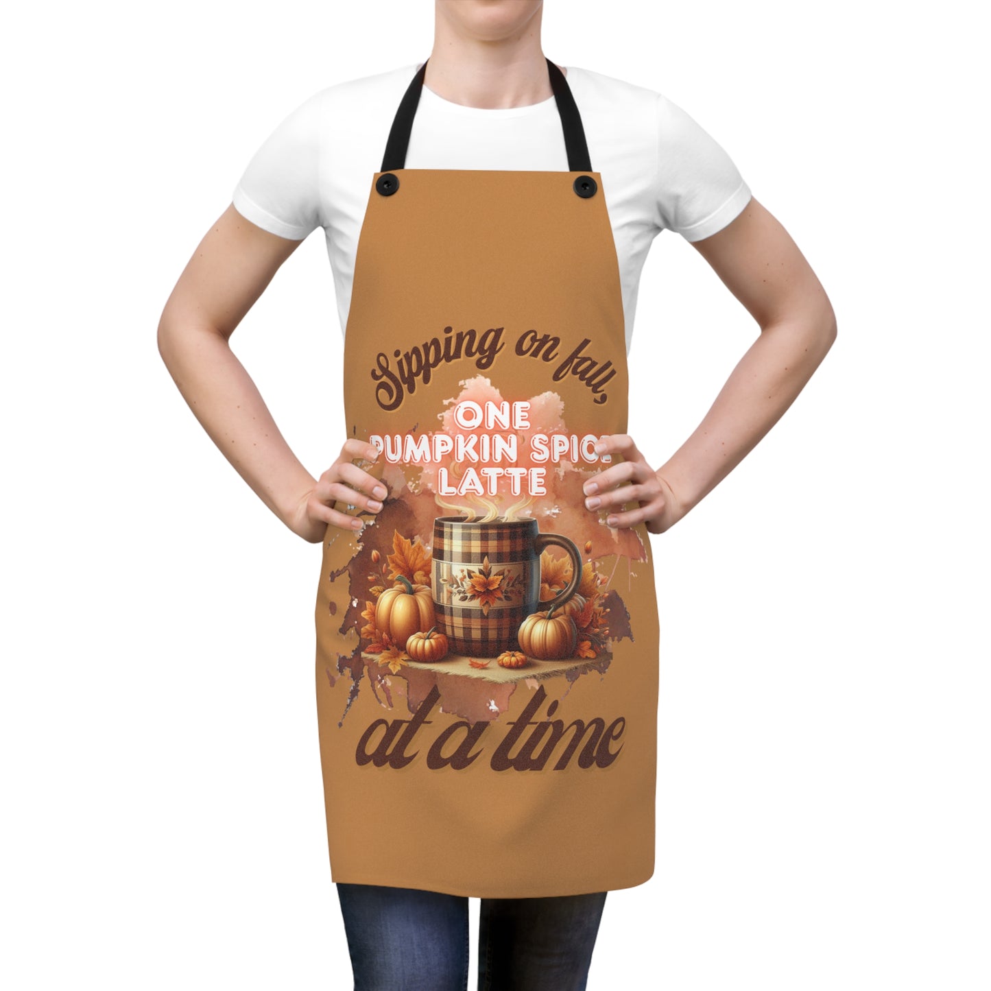 Cozy Fall Apron, Pumpkin Spice Latte Gift, Autumn Cooking Apron, Thanksgiving Kitchen Accessory, Baking Gift for Her