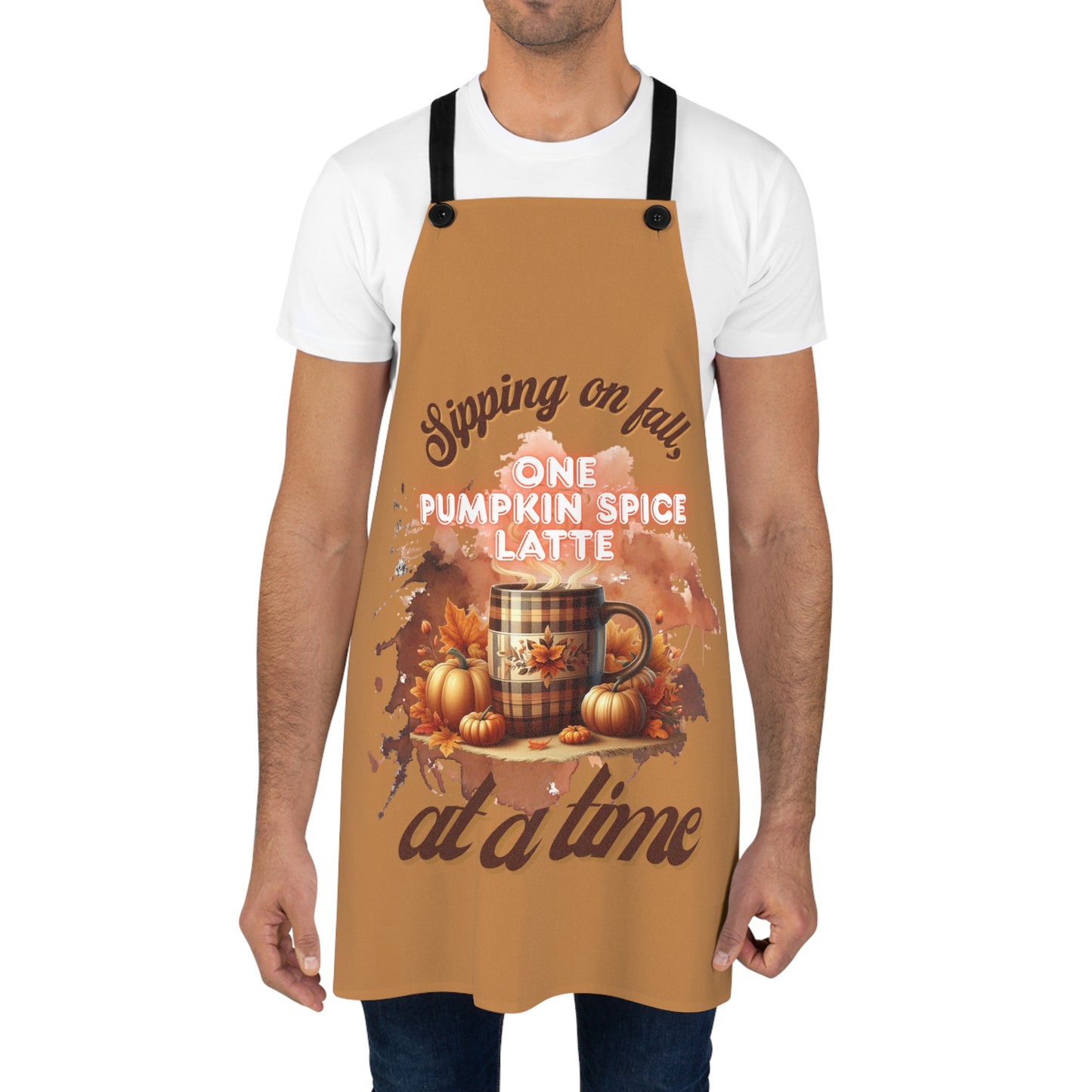 Cozy Fall Apron, Pumpkin Spice Latte Gift, Autumn Cooking Apron, Thanksgiving Kitchen Accessory, Baking Gift for Her