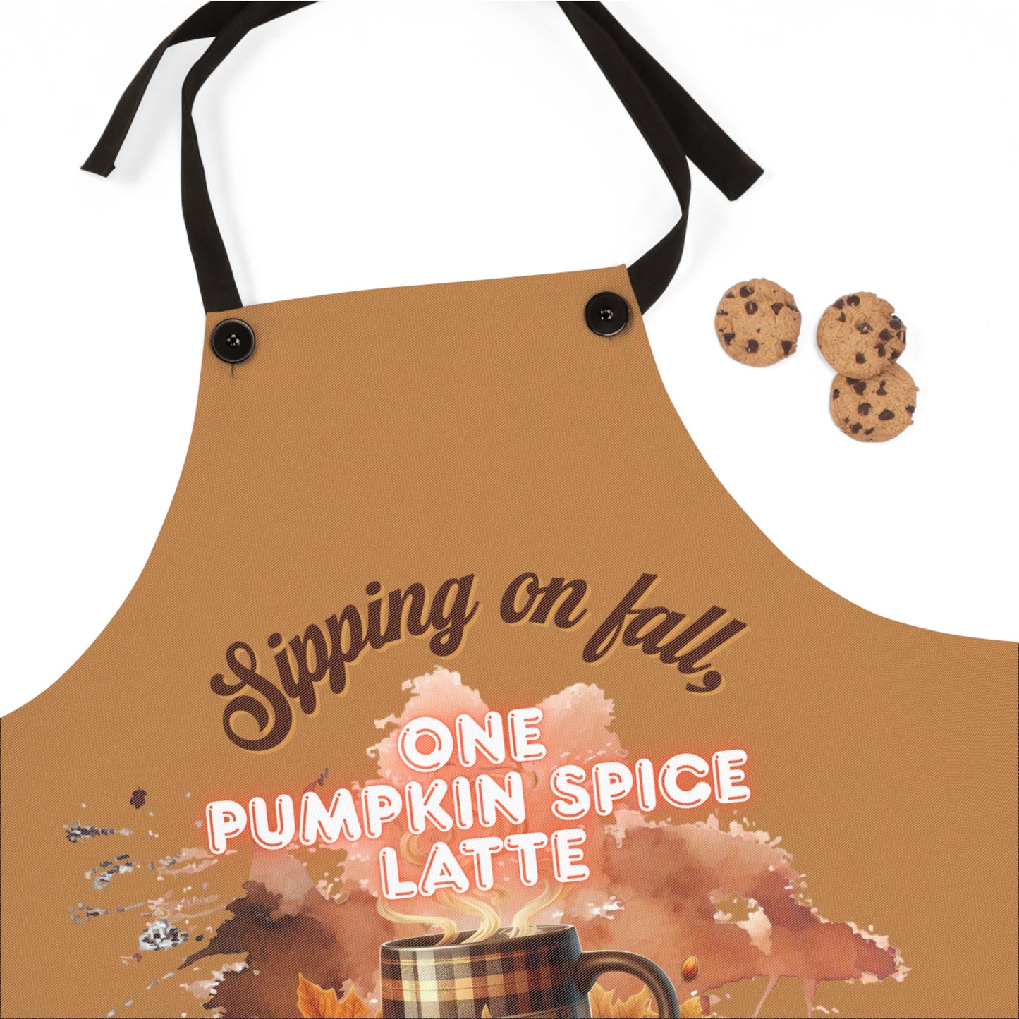 Cozy Fall Apron, Pumpkin Spice Latte Gift, Autumn Cooking Apron, Thanksgiving Kitchen Accessory, Baking Gift for Her