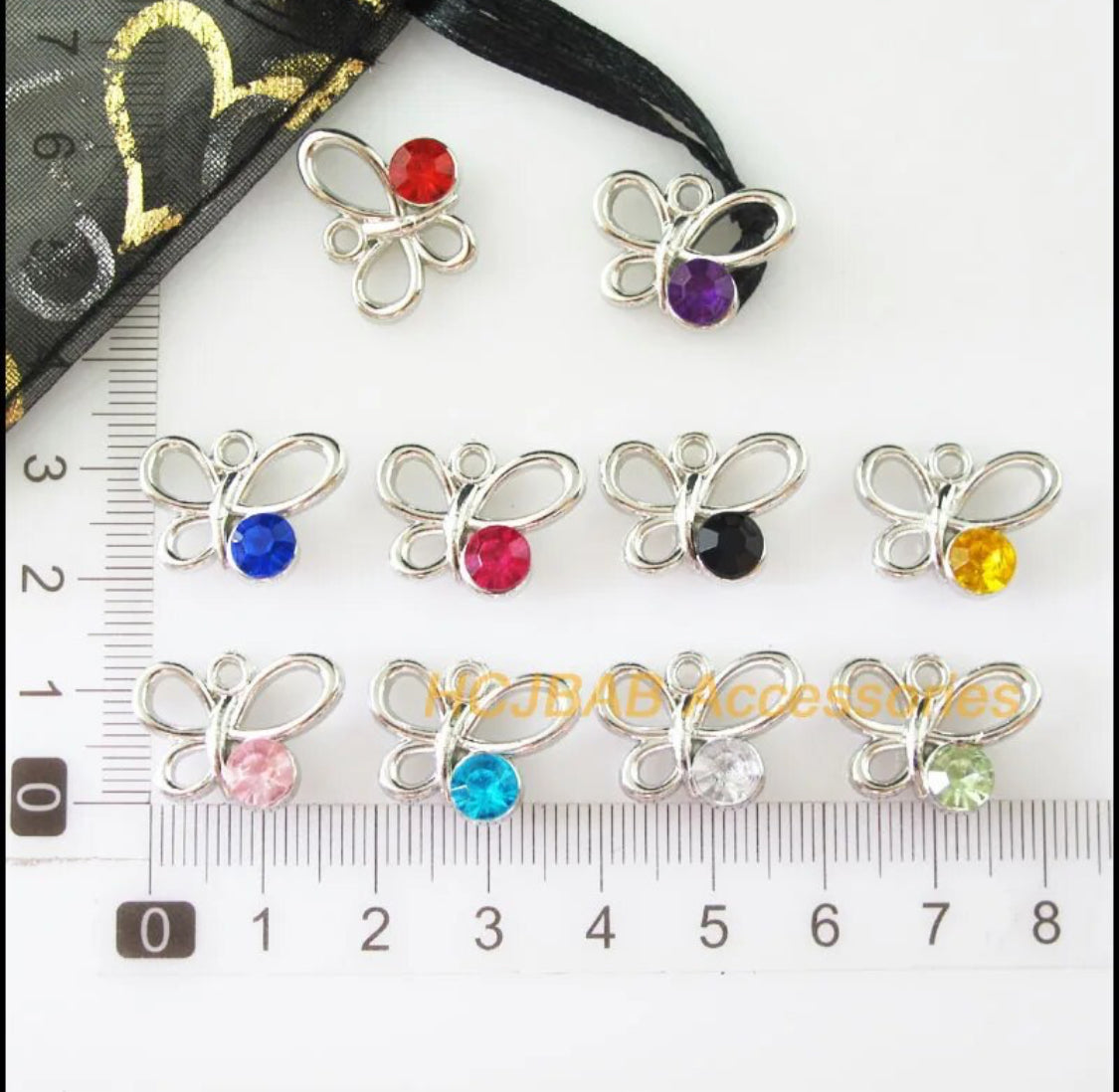 Color Stone Butterfly Charms