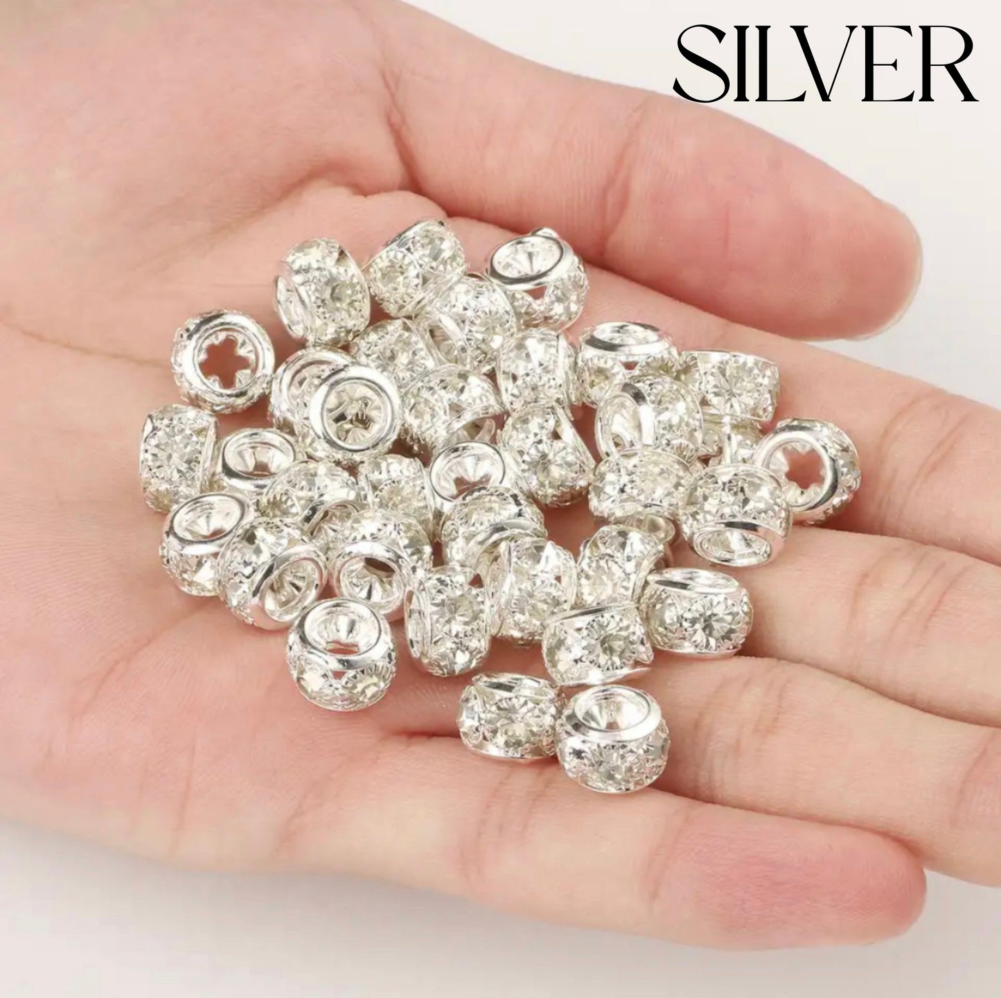 10MM large hole rhinestone spacers