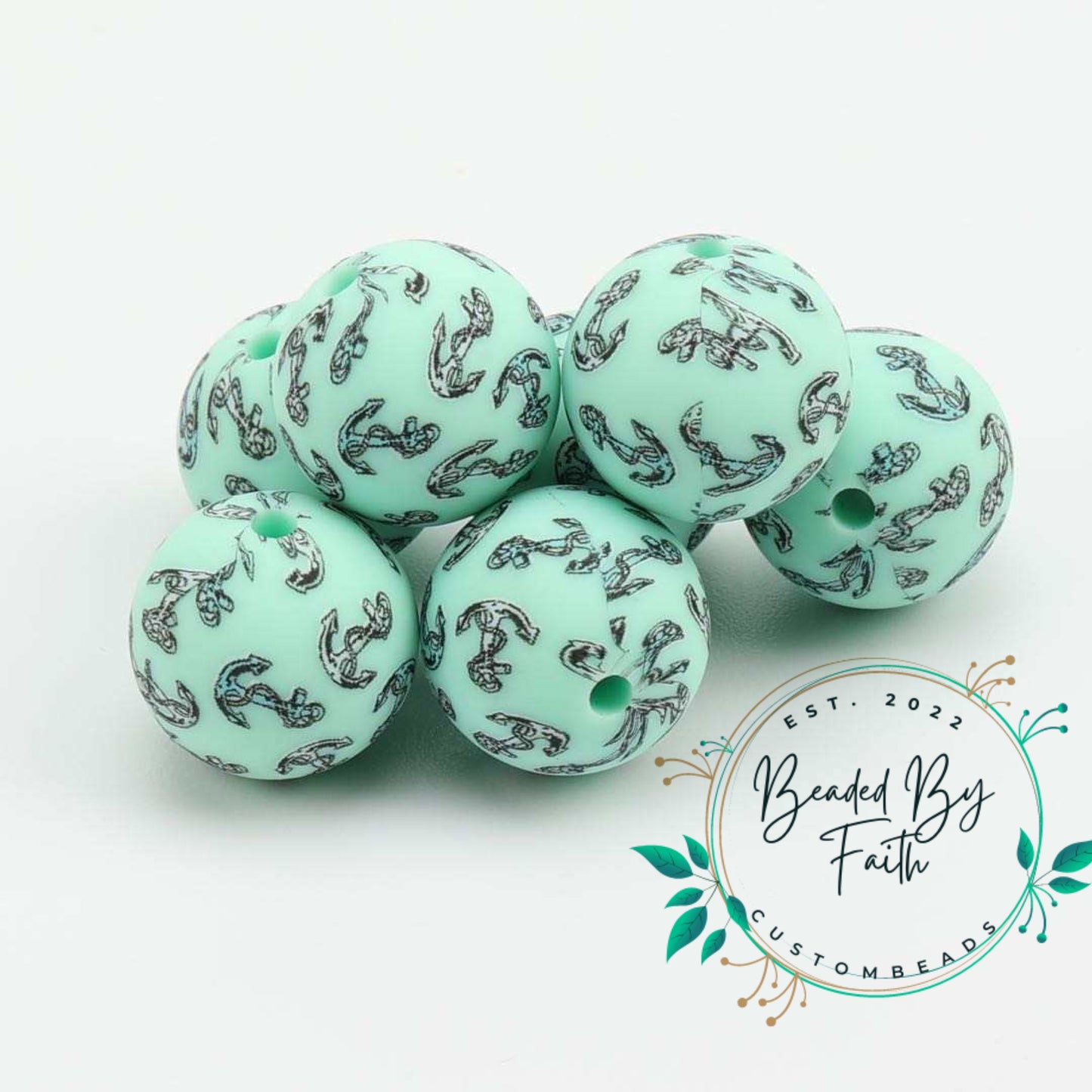Mint 15mm anchor bead