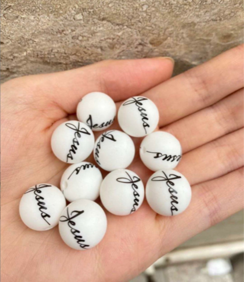 Silicone 15mm Jesus beads