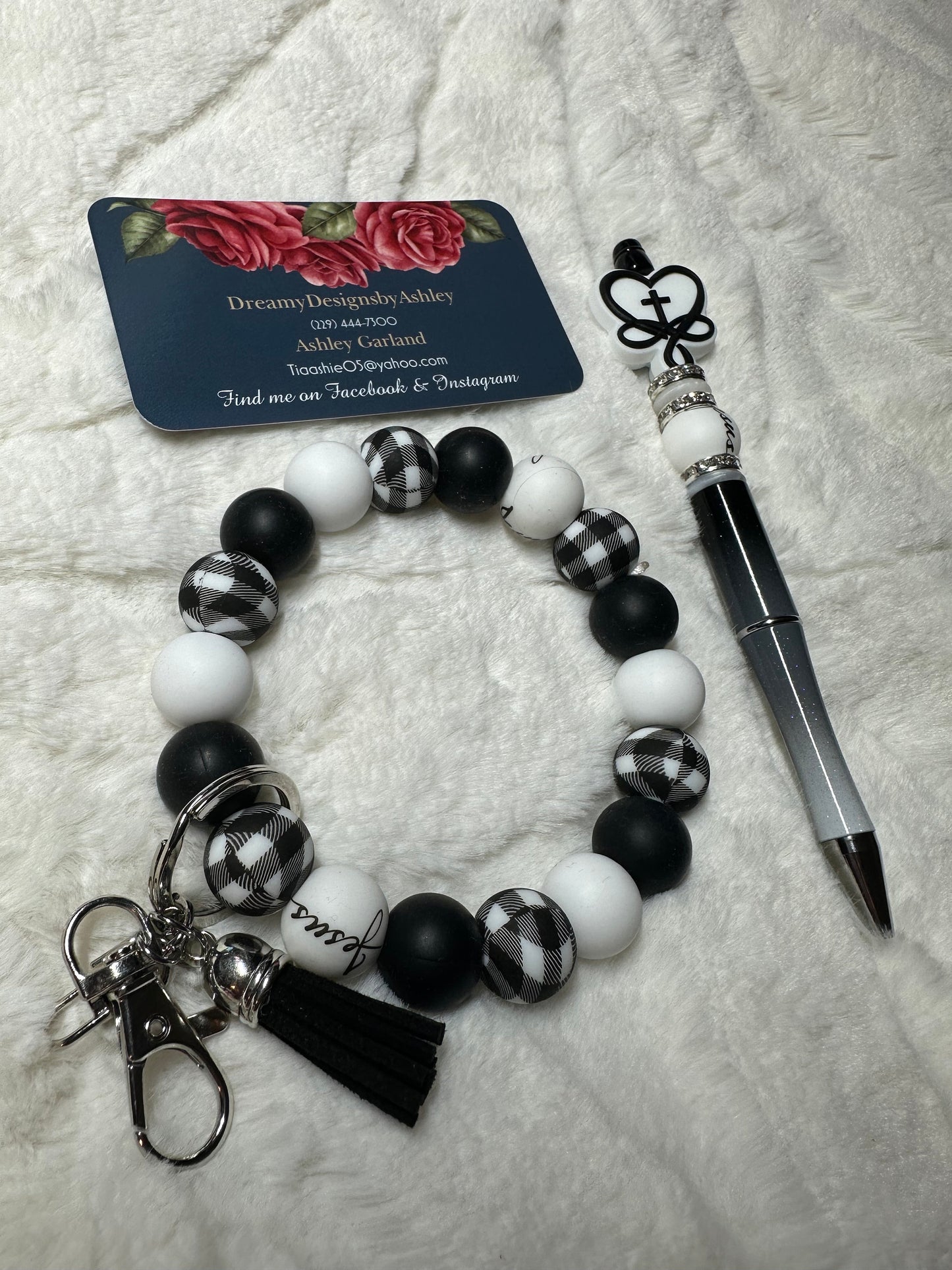 Checkered Silicone Bead