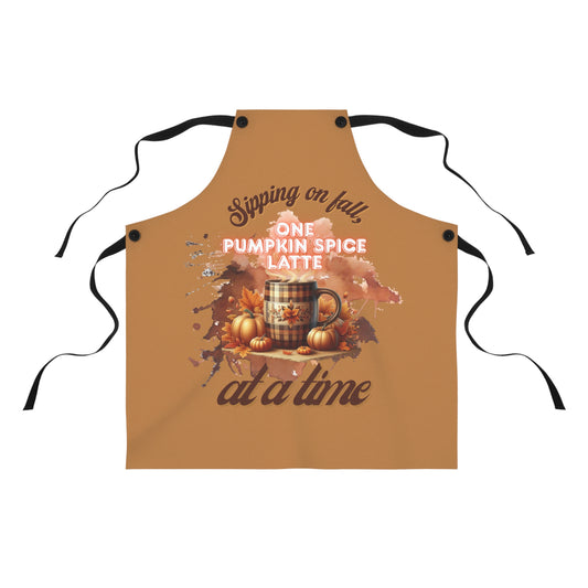 Cozy Fall Apron, Pumpkin Spice Latte Gift, Autumn Cooking Apron, Thanksgiving Kitchen Accessory, Baking Gift for Her