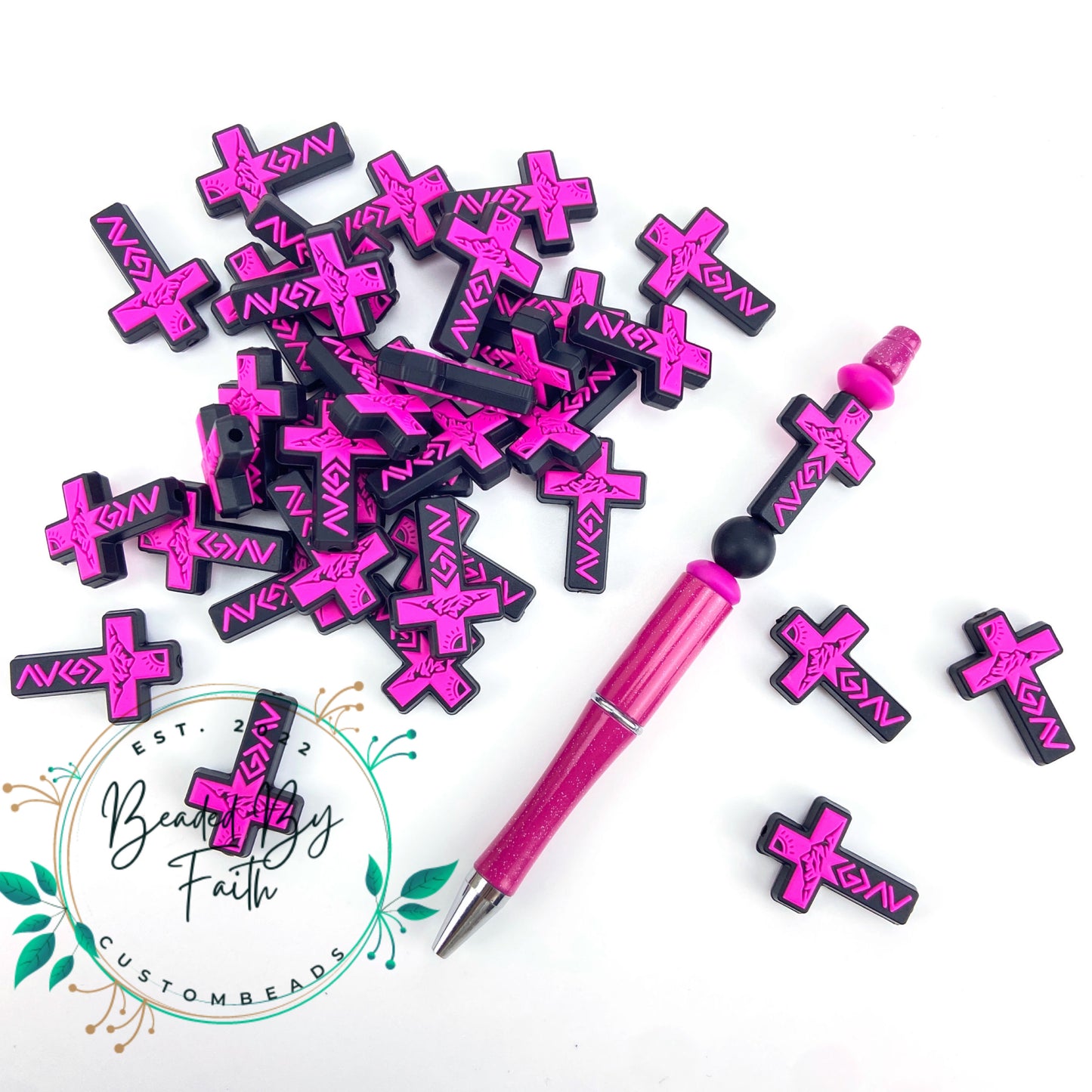 Black and Pink "God is Greater" Cross